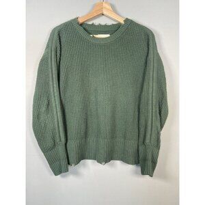 Pistola Olga Distressed Olive Green Crewneck Waffle Knit Sweater Size X-Small XS